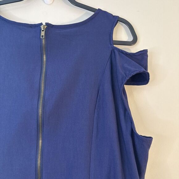 Royal Blue, Ashley Stewart Cold Shoulder Ruched Shift Dress Size 24 - Picture 6 of 13